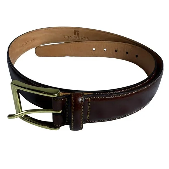 Trafalgar Brown Hand-Polished Cortina Leather Belt, 32/80 - Picture 1 of 11